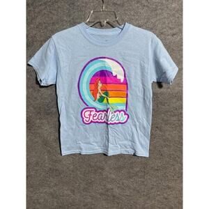 Disney Parks Ariel Fearless Shirt Youth Girls S Cotton Short Sleeve Blue